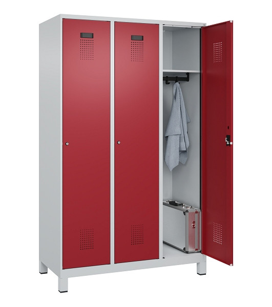 C+P Spind Evolo PLUS, mit Füßen, 3 Abteile, 1950x1200x500mm, 7035/3003, Verschluss Zylinderschloss, Ablageböden 3, 049010-32 S10031