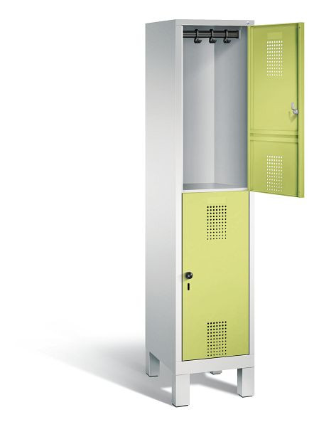 C+P Spind doppelstöckig Evolo, H1850xB420xT500mm, Farbe: Lichtgrau / Viridingrün, 48310-12 S10090