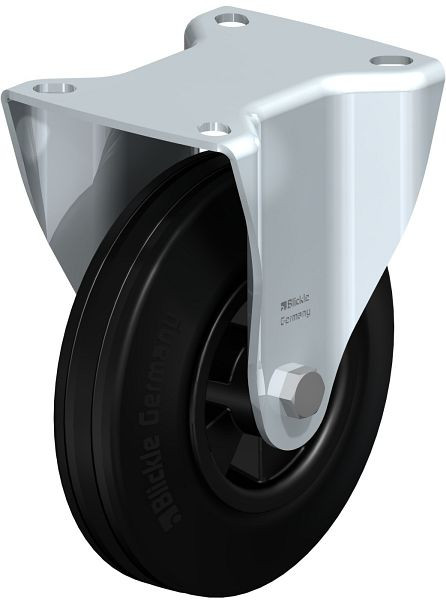Blickle B-VPP 125R Stahlblech-Bockrolle, mittelschwere Ausführung, mit Anschraubplatte, Vollgummi, Schwarz, 310086