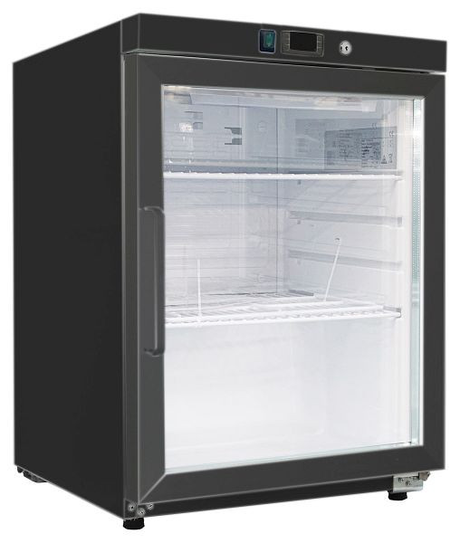 Gastro-Inox Kühlschränk aus schwarzem Stahl mit Glastür 200 Liter, statisch gekühlt, 204.202