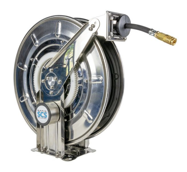 Rapid Automatischer Schlauchaufroller komplett in Edelstahl mit 10 m Schlauch DN 12, zur Wand-, Boden- oder Deckenmontage, 09 148