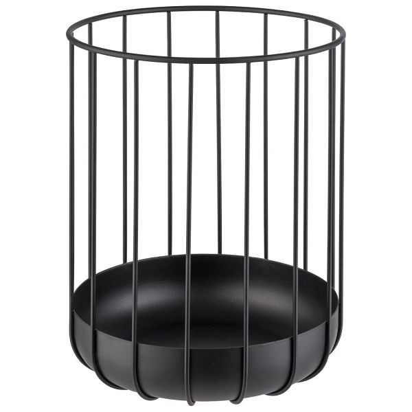 APS "URBAN" runder Metallgitter Korb, stabiler Gitterkorb, Ø 22,5 cm x H: 28 cm, Brotkorb, Obstkorb, Gemüsekorb, Schwarz, 30211