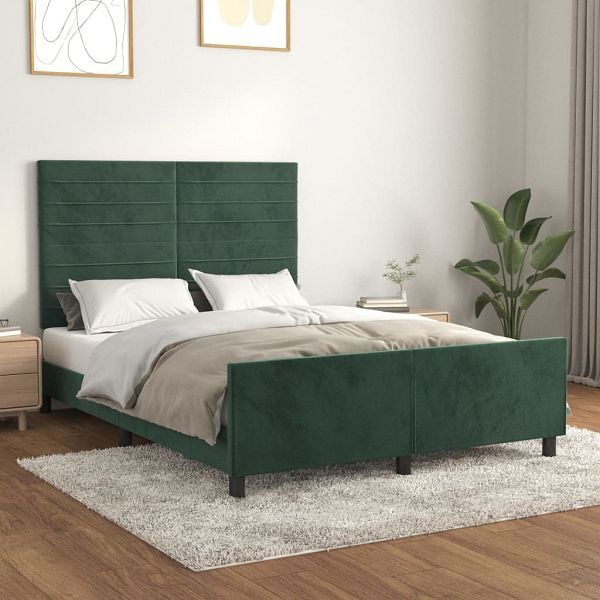 vidaXL Bettgestell mit Kopfteil Dunkelgrün 140x190 cm Samt, 3125815