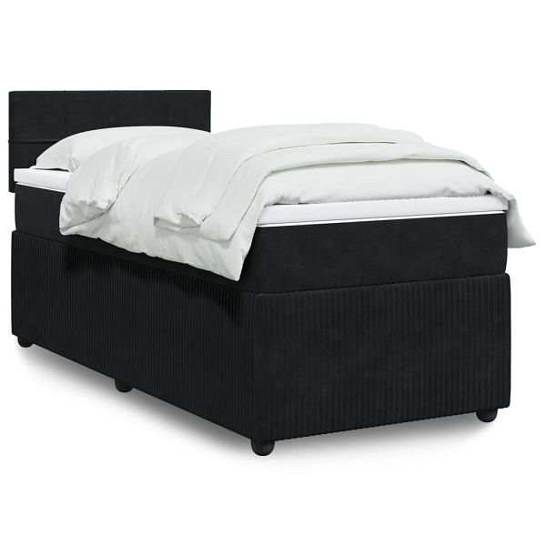 vidaXL Boxspringbett mit Matratze Schwarz 80x200 cm Samt, 3289892