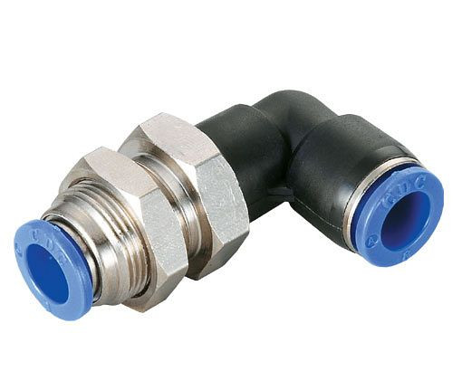 timmer B-WSV-8-KU, Winkel-Schott-Verbinder aus Kunststoff/Messing vernickelt, Schlauch-Ø: 8 mm, Schott-Gewinde: M16x1, VE: 10 Stück, 03100092