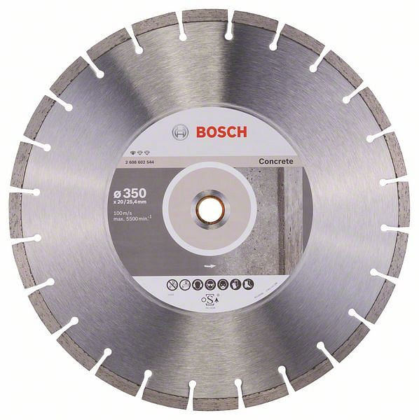 Bosch Diamanttrennscheibe Standard for Concrete, 350 x 20,00/25,40 x 2,8 x 10 mm, 2608602544
