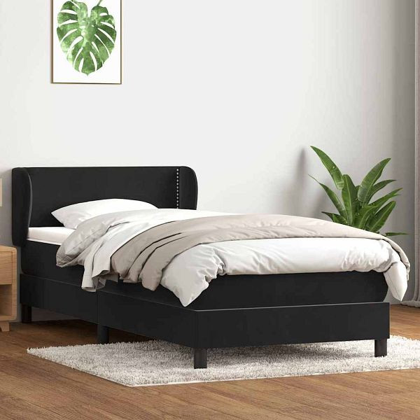 vidaXL Boxspringbett mit Matratze Schwarz 80x220 cm Samt, 3317465