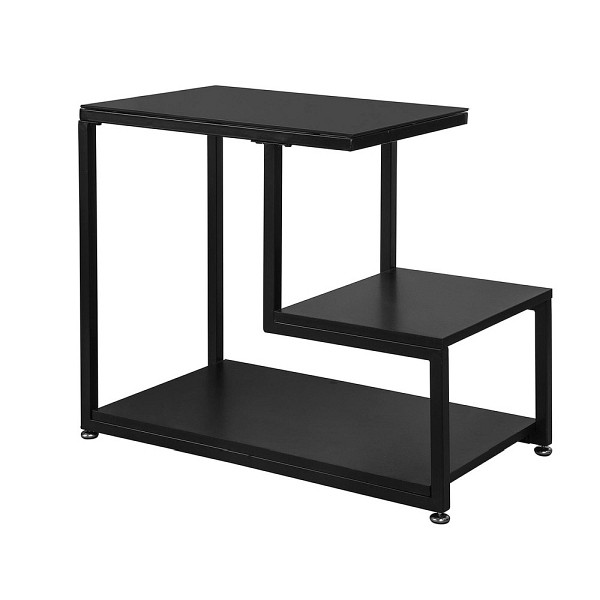 SoBuy Couchtisch mit zwei Ablageflächen Schwarz 65x35x55 cm, Industriell, FBT65-SCH