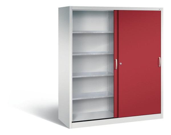 C+P Schiebetürenschrank Acurado, H1950xB1600xT600mm, Farbe: Lichtgrau / Rubinrot, Bügelgriff, 2169-00 S10097