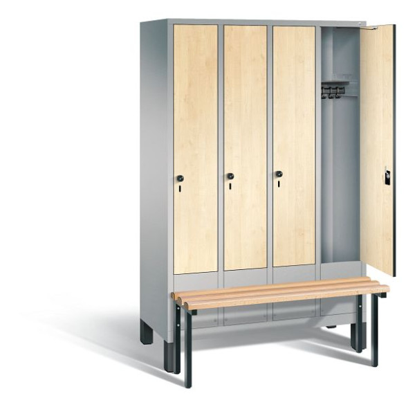 C+P Garderobenschrank Evolo, H1850xB1190xT815mm, Farbe: Weißaluminium / Dekor Donau-Ahorn, 48030-40 S10243