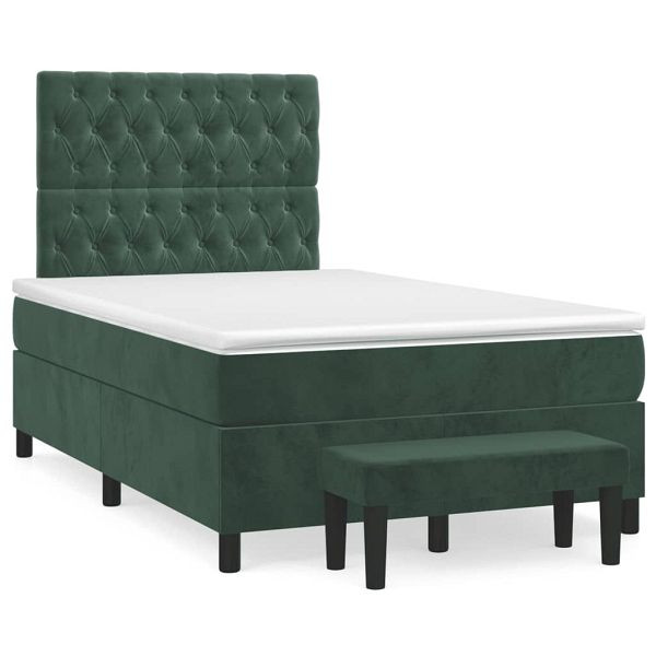 vidaXL Boxspringbett mit Matratze Dunkelgrün 120x190 cm Samt, 3270490