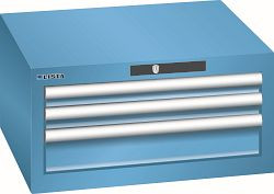 LISTA Schubladenschrank 27x27E (BxTxH) 564x572x283mm AUTO Lock, Lichtblau, 3 Schubladen, Fronthöhen: 50 - 100 mm, 78.465.010.A