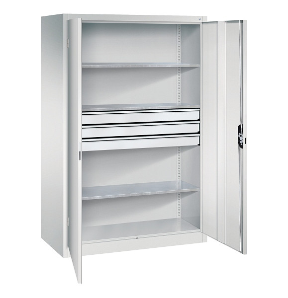 C+P Werkzeugschrank Acurado, H1950xB1200xT600mm, 7035/7035, 2 Einlegeböden, Traglast 70 kg, 8932-5030 S10348