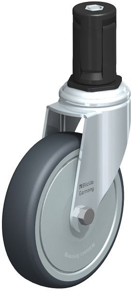 Blickle LKRA-TPA 126K-11-FK-ER15 Apparate-Lenkrolle mit Expander, Thermoplastisches Gummi-Elastomer, Grau, 847913