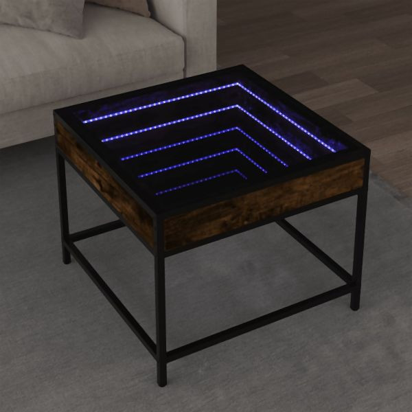 vidaXL Couchtisch mit Infinity-LED Räuchereiche 50x50x41 cm, 847679