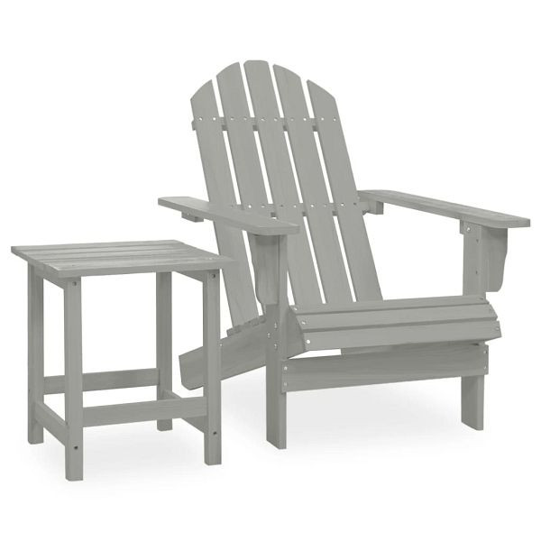 vidaXL Adirondack-Gartenstuhl mit Tisch Massivholz Tanne Grau, 315920
