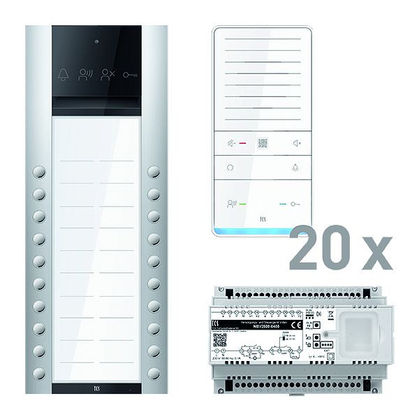 TCS Türkontrollsystem audio: pack PRO 20WE Außenstation ASA 20T AP 20x Freisprecher ISW6031 Steuergerät, PAAF202/008