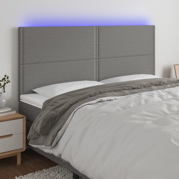 vidaXL LED Kopfteil Dunkelgrau 180x5x118/128 cm Stoff, 3122299