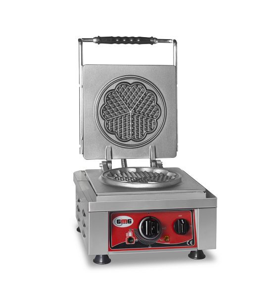 GMG Waffeleisen Amore-S, 1x Ø 16cm, 50° bis 300°C, feste Backplatte aus Gusseisen, umlaufende Fettfangrinne, Gehäuse Edelstahl, KGW-01S