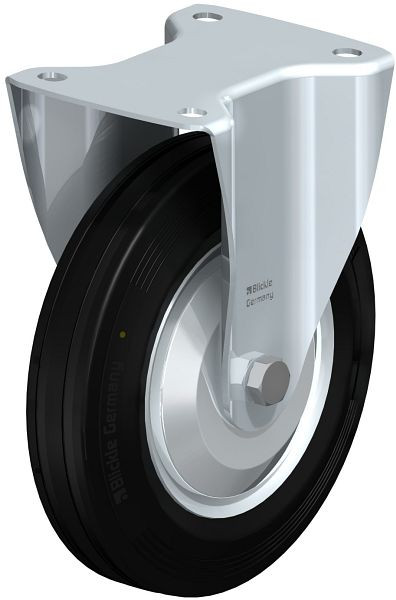 Blickle B-VE 200R-EL-FA Stahlblech-Bockrolle mit Anschraubplatte, Vollgummi, Schwarz, 708859