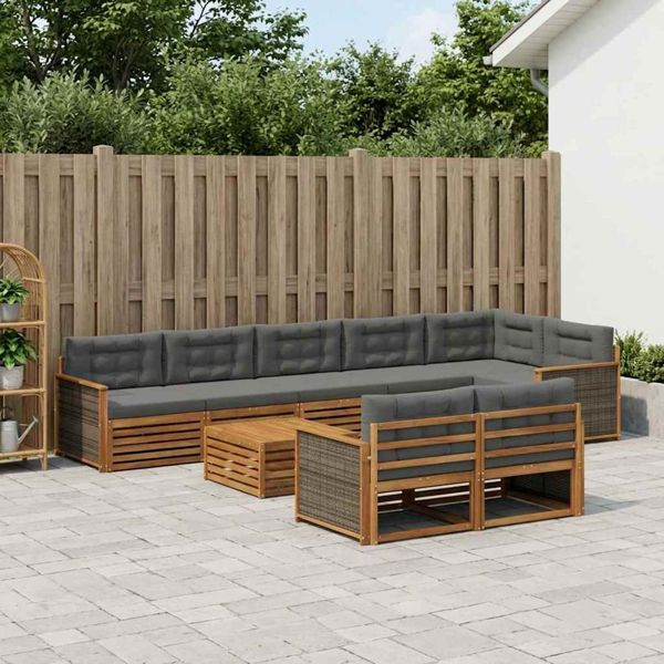 vidaXL Outdoor-Sofagarnitur mit Kissen 9-teilig, 3383530
