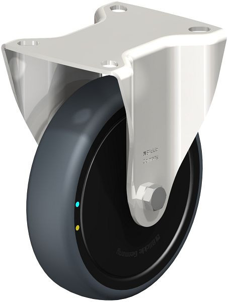 Blickle BX-TPA 127KD-ELS-FK Edelstahl-Bockrolle mit Anschraubplatte, Thermoplastisches Gummi-Elastomer, Grau, 853602