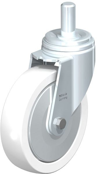 Blickle LHZ-SPO 200G-FA Stahlblech-Lenkrolle, Schwerlast-Ausführung, mit Zapfen, Polyamid, Weiß, 852975