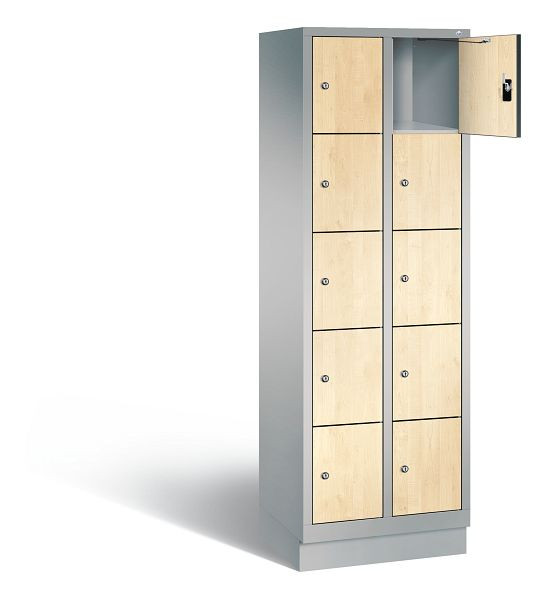 C+P Schließfachschrank Evolo, H1800xB610xT500mm, Farbe: Weißaluminium / Dekor Donau-Ahorn, 48020-205 S10252