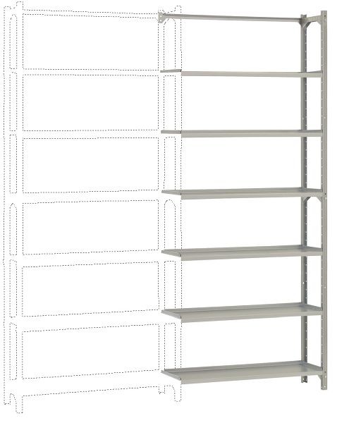 Manuflex Büro-Steck-Anbauregal mit 6 pulverbeschichteten Stahlböden, HxBxT = 2250 x 960 x 300 mm, RA3266.7035