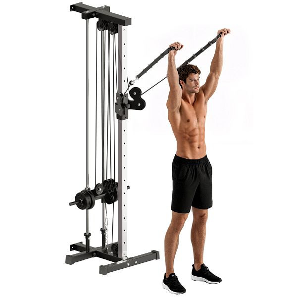 SPORTNOW Kraftstation höhenverstellbar 25-165 cm mit Dual-Pulley-Systemen Adaptern 62 x 60 x 200 cm Schwarz, A91-269V00BK