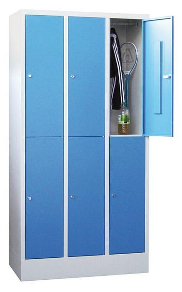 Pavoy Schließfachschrank mit Sockel 1850/500/900, 3b x 2h, Zylinderschloss, Abteilbreite 300, glatte Türen, 61265-323-401-905