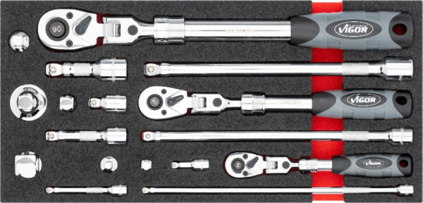 VIGOR Teleskop-Ratschen Satz, 17-teilig, V4970, 4047728086219
