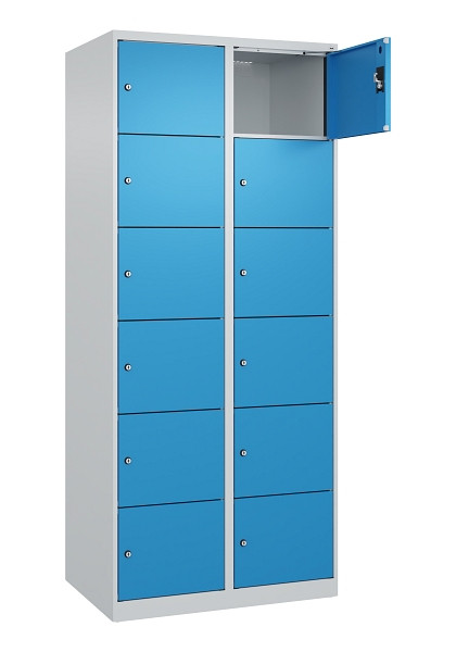 C+P Schließfachschrank Evolo PLUS, 12 Fächer, 1850x800x500mm, 7035/5012, 049000-226 S10007