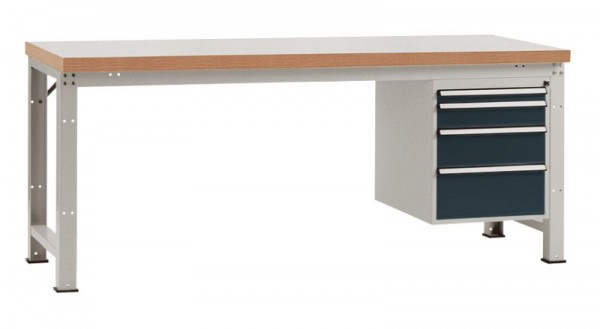 Manuflex Komplett-Werkbank Grund PROFI Standard mit Kunststoff-Platte, BxTxH = 2000 x 700 x 840 mm, Anthrazit, WP5627.7016