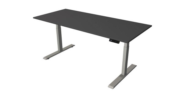 Kerkmann Steh-/Sitztisch B 1800 x T 800 mm, silber, elektrisch höhenverstellbar von 630 - 1270 mm, anthrazit/silber, 10276913