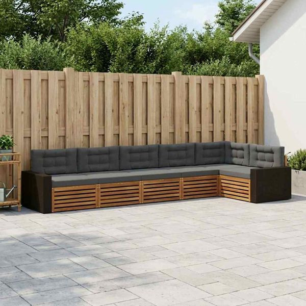 vidaXL Outdoor-Sofagarnitur 6-teilig Natur und Anthrazit, 3383425