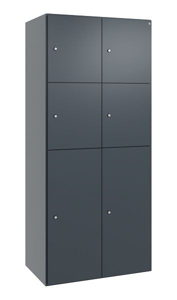 C+P Stahl-Schließfachschrank FlexOffice Prefino, 2 Abteile, H1850B800T525 mm, Anthrazitgrau, 46080-227070 S10004