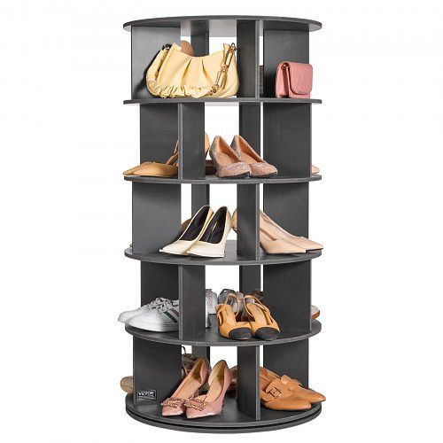 VEVOR Drehbarer Schuhregalturm mit 5 Ebenen, 360° drehbarer Schuh-Organizer, ideal für Schlafzimmer, Wohnzimmer, Schwarz, BSXZXJ5CZK4GGI2WYV0