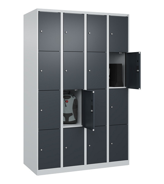C+P Schließfachschrank Evolo PLUS, 16 Fächer, 1850x1200x500mm, 7035/7016, 049000-404 S10012