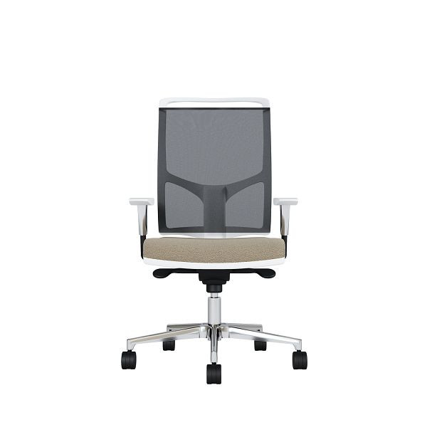 Bisley Bürodrehstuhl Zed, Weißes Kunststoff, Höhenverstellbare Armlehnen, Fußkreuz und Armlehnen aus Aluminium, NE0532 creme, ZEDALLWNE0532