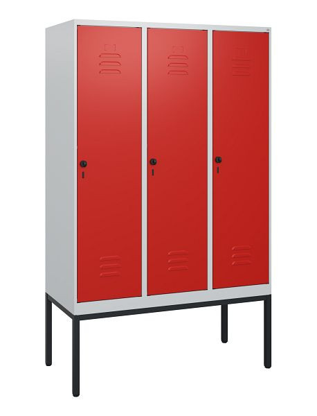 C+P Umkleidespind Classic PLUS, Gestell, 3 Abteile, 1950x1200x500mm, 7035/3020, Drehriegel, 0800305-32 S10002