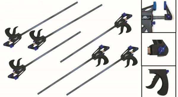 VaGo-Tools Schnellspannzwinge 300 mm Einhandzwinge Klemmzwinge Schraubzwinge, VE: 6 Stück, 250-300x6_rv