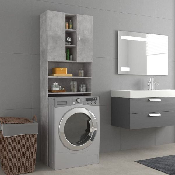 vidaXL Waschmaschinenschrank Betongrau 64x25,5x190 cm, 808426