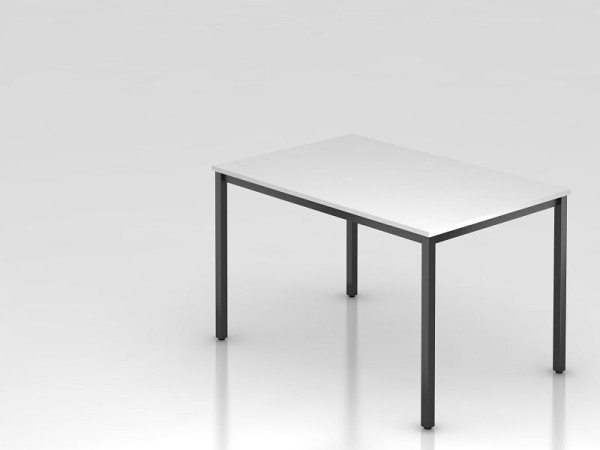Hammerbacher Besprechungstisch 120x80cm Weiß/Schwarz eckig, Rechteckform, VDQ12/W/D