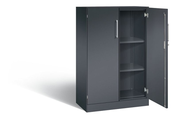 C+P Flügeltürenschrank Asisto, H1310xB800xT435mm, Farbe: Schwarzgrau, Bügelgriff, 3 OH, 141033-000 S10145