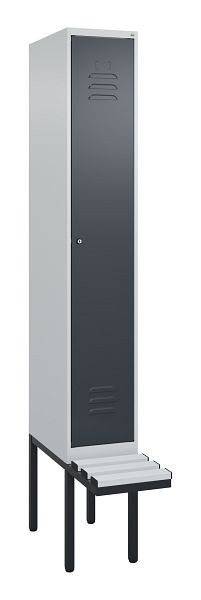 C+P Umkleidespind Classic PLUS, 2120x300x815mm, 7035/7016, Zylinderschloss, 3 Doppel-Haken, 0800407-10 S10023