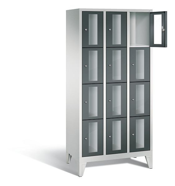 C+P Schließfachschrank Classic, H1850xB900xT500mm, Farbe: Lichtgrau / Anthrazitgrau, 8010A304 S10021