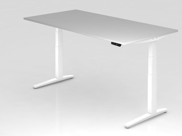 Hammerbacher Sitz-Steh-Schreibtisch elektrisch 200x100cm Grau/weiß, Rechteckform, VXBHM2E/5/WW