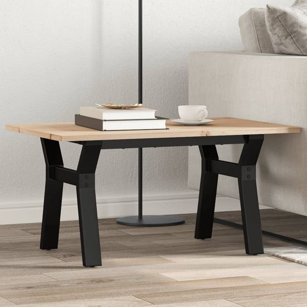 vidaXL Couchtisch Y-Gestell 80x50x40cm Massivholz Kiefer und Gusseisen, 3282706