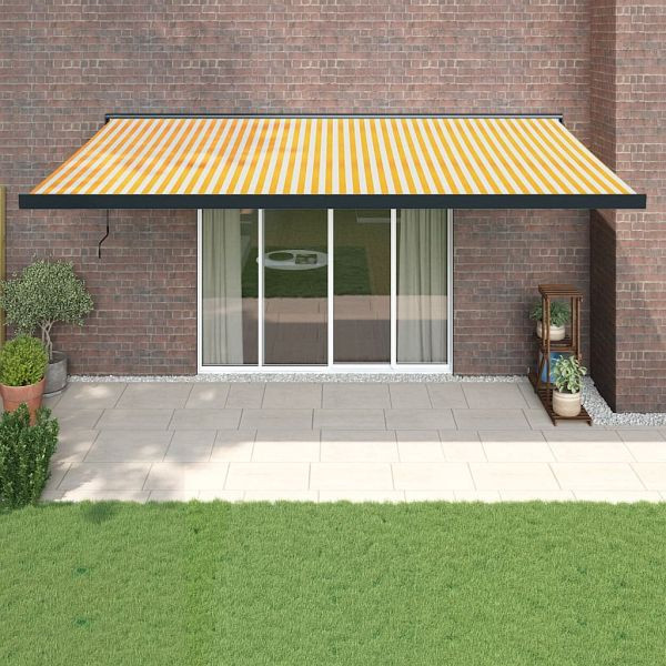 vidaXL Markise Einziehbar Gelb und Weiß 5x3 m Stoff und Aluminium, 3154560